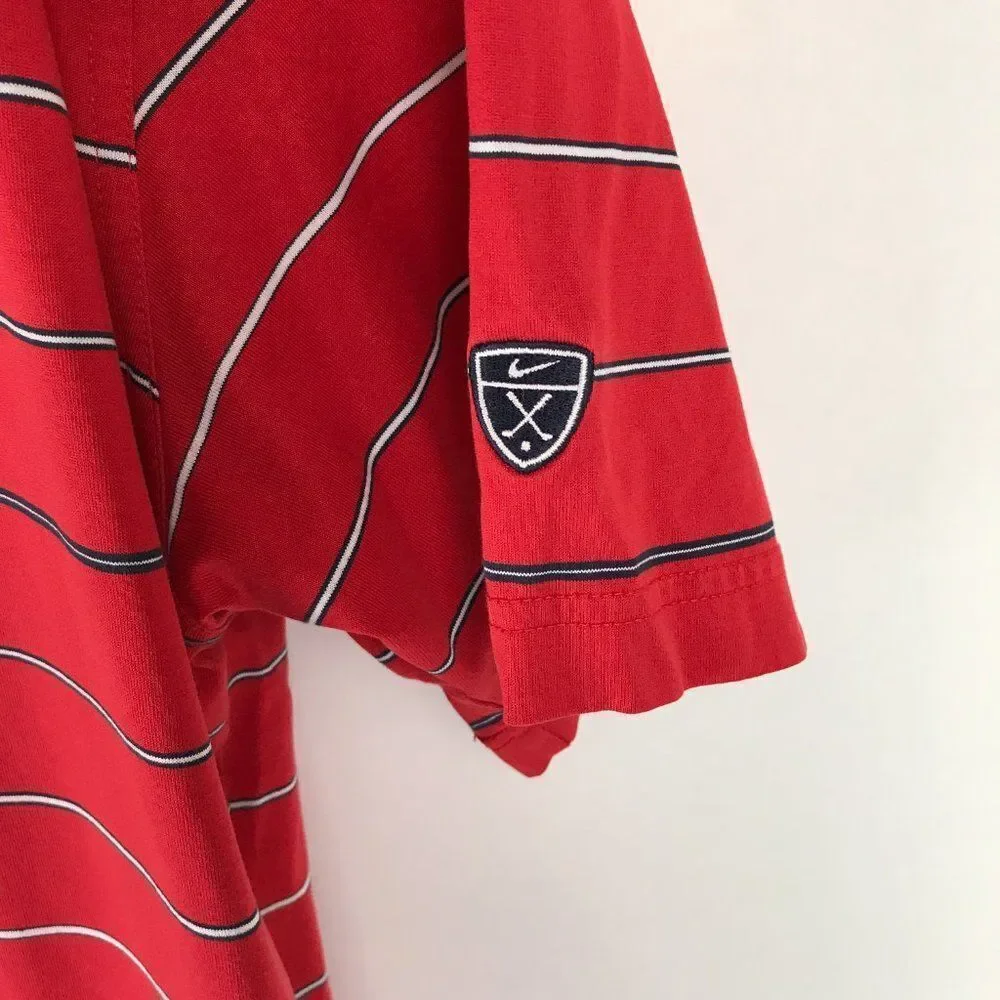 Nike Golf Polo Shirt Men's XXL Short Sleeve Red Striped 100% Cotton Casual
